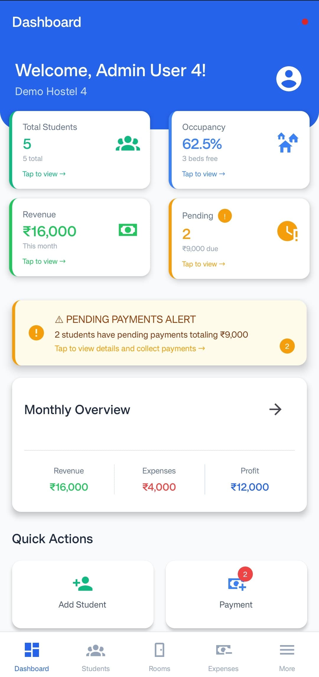 Dormico App Homepage